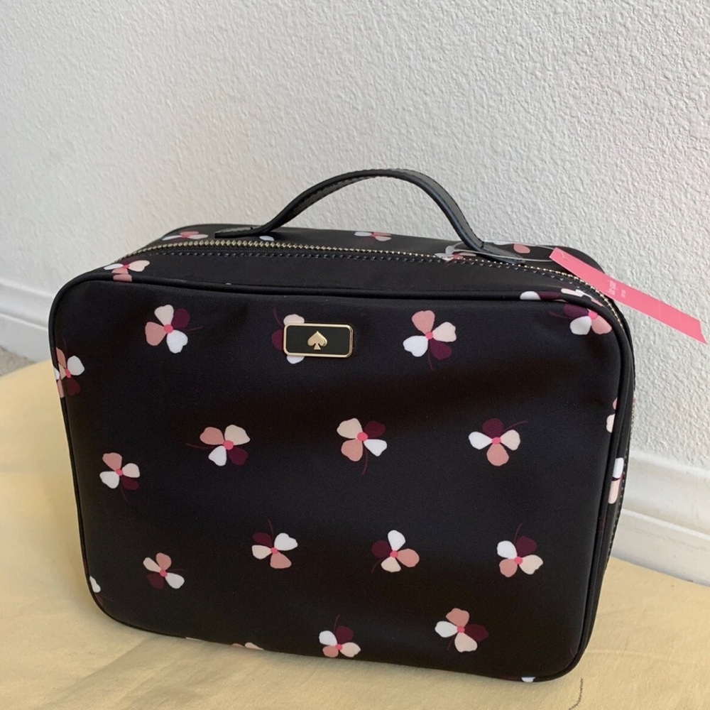 🌹🍃New KATE SPADE ♠️ NEW YORK Dawn Dusk Buds Ditsy Trifold Travel Cosmetic Case🍃🌹 - Picture 2 of 12